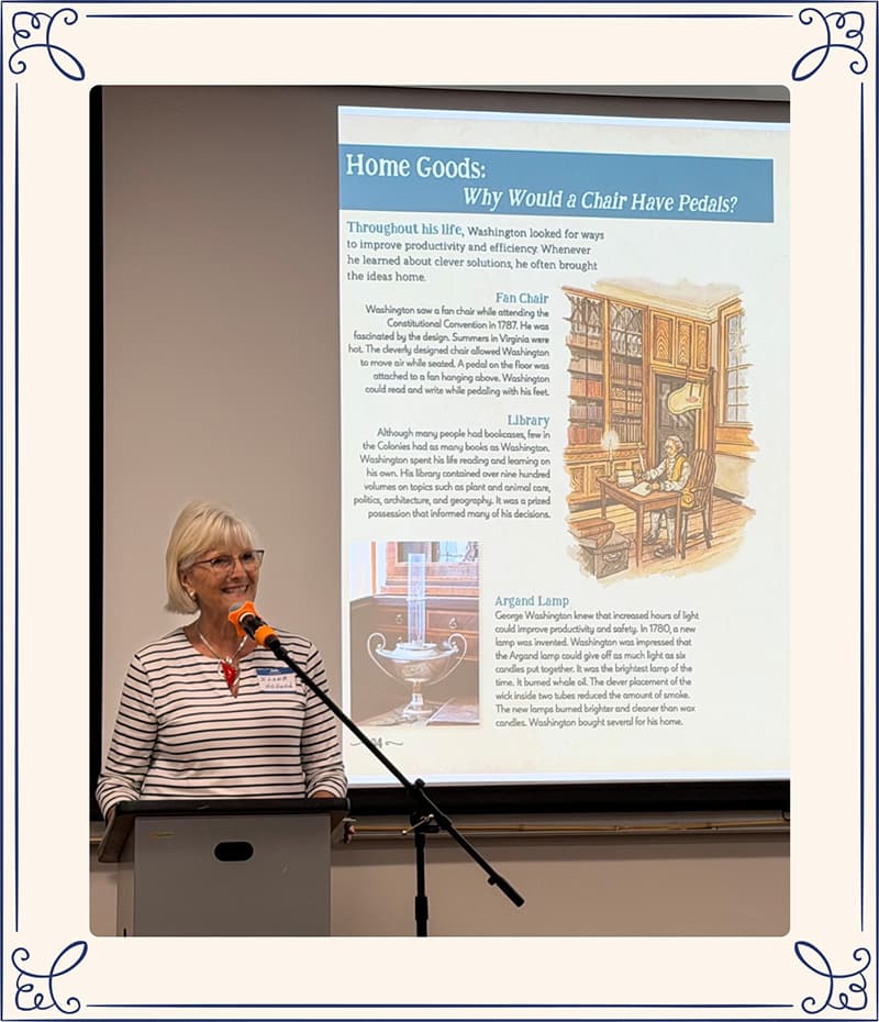 Ilona giving a speech on George Washington's Remarkable Solutions